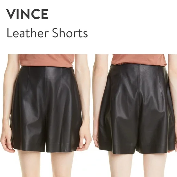 NWT $895 Vince Genuine Leather Shorts. Size4. Fits ( 4- 6), 100% Lamb Leather - Picture 1 of 13